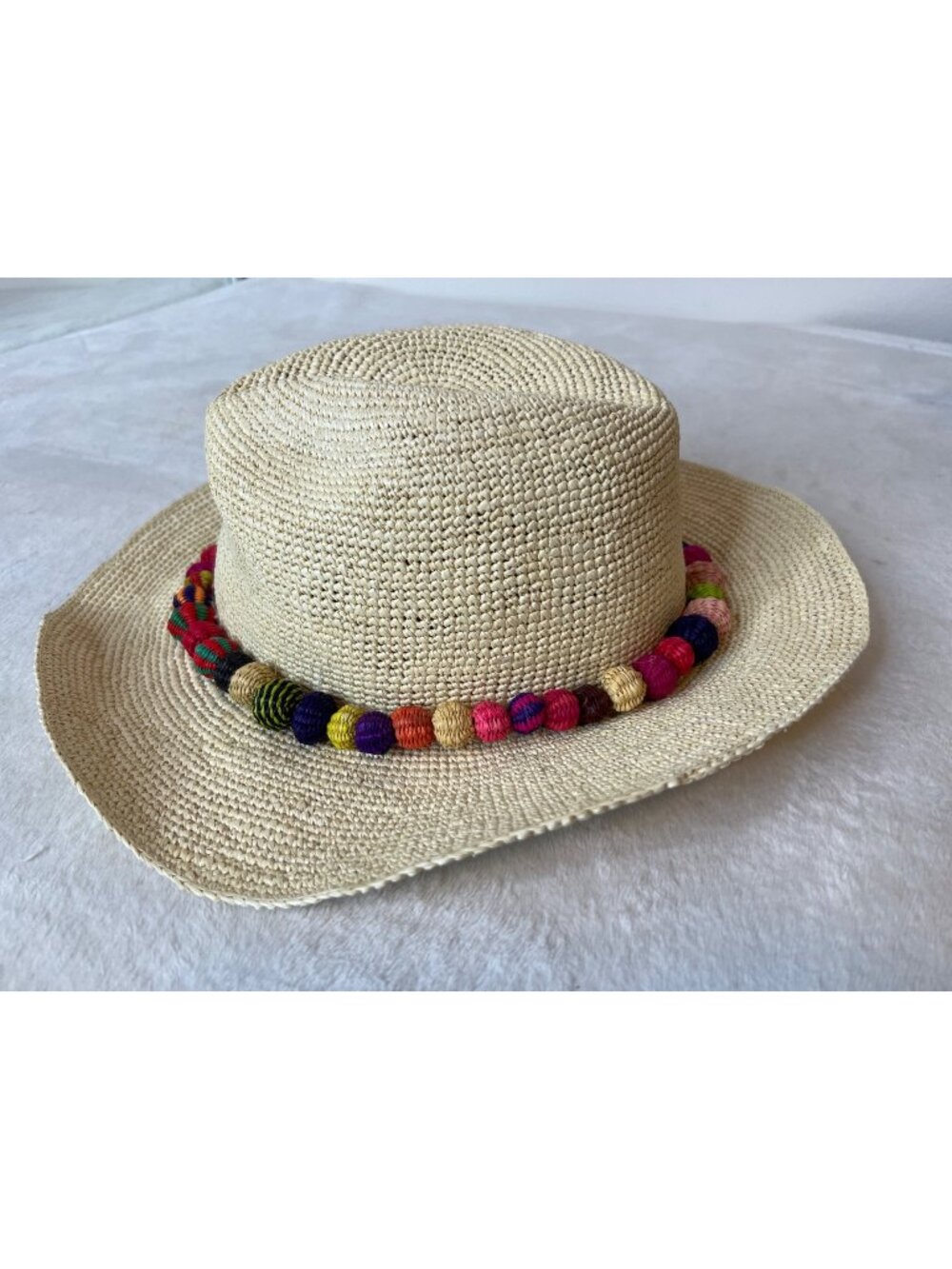 Genuine Panama Hats Handmade Equador  Carludovica Palmata Large Colorful Trim